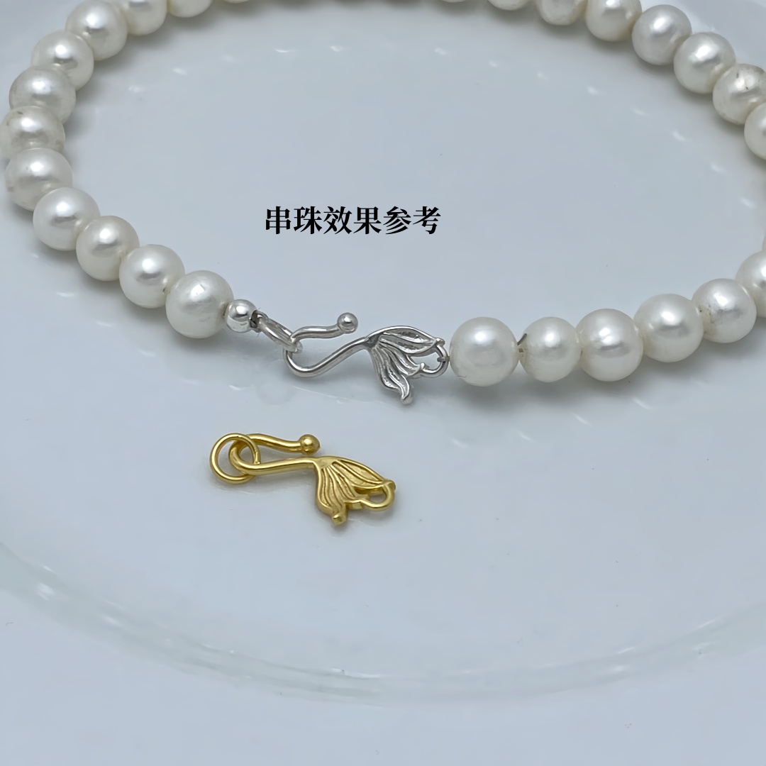 925纯银串珠扣头凤尾鱼尾扣 项链手链连接扣手工串珠双环扣头配件