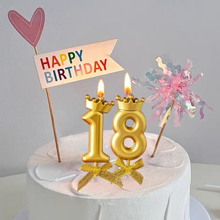 生日蜡烛数字烘焙蛋糕用儿童创意装饰皇冠蝴蝶结高级感氛围感装扮