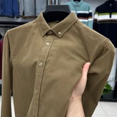 男士 春秋季 外套宽松长袖 高端灯芯绒衬衫 寸衫 商务2025翻领加厚衬衣