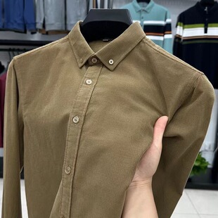 寸衫 高端灯芯绒衬衫 外套宽松长袖 春秋季 商务2025翻领加厚衬衣 男士