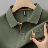 短袖 polo衫 高端潮牌纯棉夏季 保罗男士 新款 休闲商务刺绣绿色男T恤