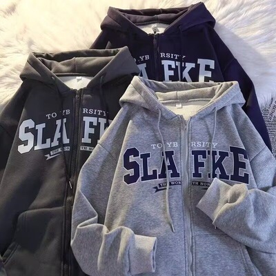 加厚潮牌连帽加绒宽松卫衣男