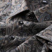 免烫抗皱印花休闲衬衣男士 轻奢级初秋季 男长袖 修身 薄款 腰果花衬衫