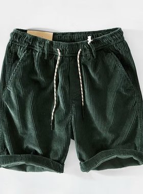 工装短裤男夏季ins日系复古灯芯条绒潮牌男士耐脏耐磨休闲五分裤