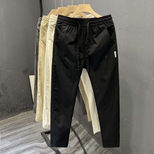 潮流百搭韩版 薄款 修身 小脚裤 休闲裤 纯棉小个子锥形九分裤 子男夏季