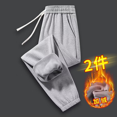 潮牌卫裤宽松运动裤纯棉加绒加厚