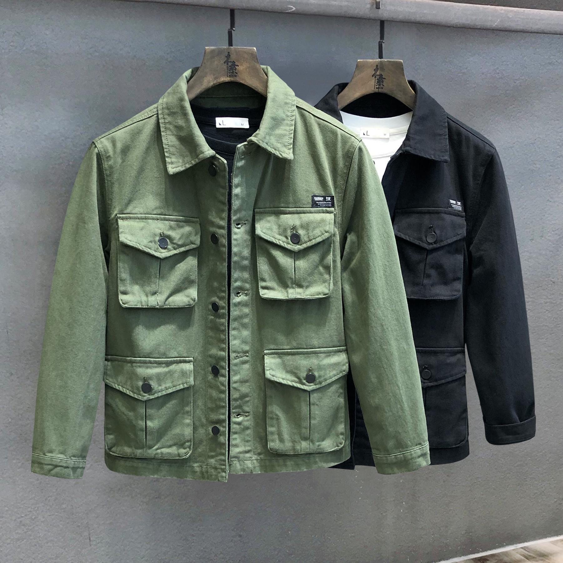 秋季美式复古工装衬衫男纯棉军绿休闲长袖口袋衬衣重工多口袋外套,男装,夹克,淘宝优惠券,粉丝福利购,淘宝优惠卷
