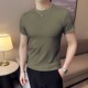 短袖 打底衫 冰丝针织衫 男士 圆领条纹修身 休闲薄款 青年轻熟风男装 潮