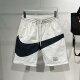 夏季 直筒潮牌沙滩裤 冰丝拼接撞色日系短裤 男宽松休闲运动五分中裤