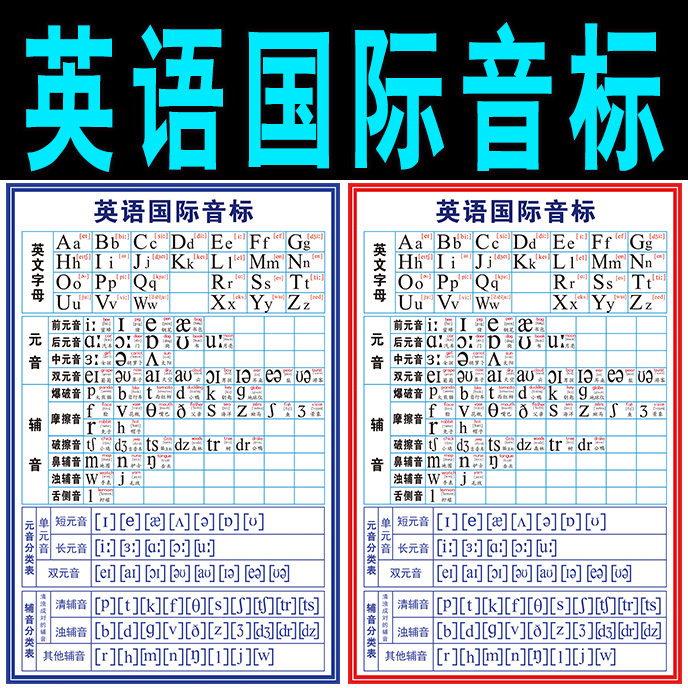 包邮英语书写表墙贴26个48个英文字母表国际英语音标挂图小学生-封面