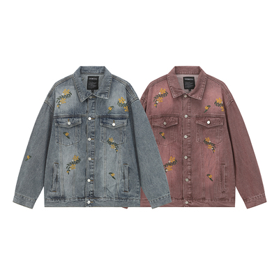 GentryPro牛仔外套男水洗花朵刺绣设计2026春新款潮情侣中性外套