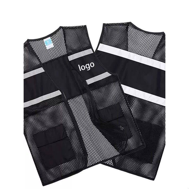 工作服马甲定制logo网状网格网眼多口袋户外摄影反光安全背心定做