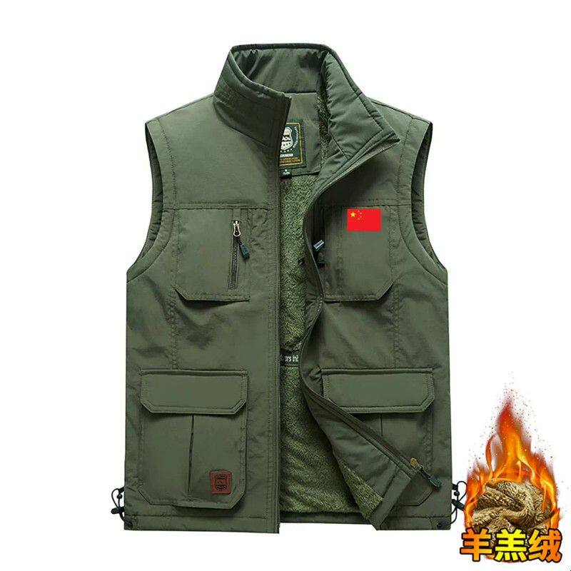 秋冬男女加绒加厚多口袋棉马甲印logo团体企业工作服背心外套