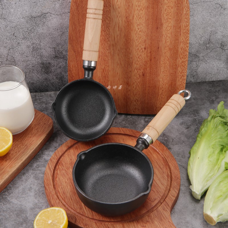 泼油专用小铁锅热油煎蛋锅家用铸铁平底不粘锅无涂层做蛋饺神器