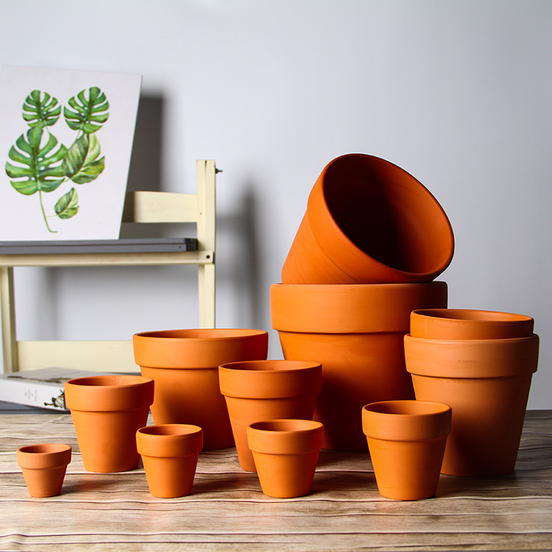 红陶花盆国际圆形花盆 细质陶瓷泥瓦盆 多肉育苗盆栽透气陶土盆