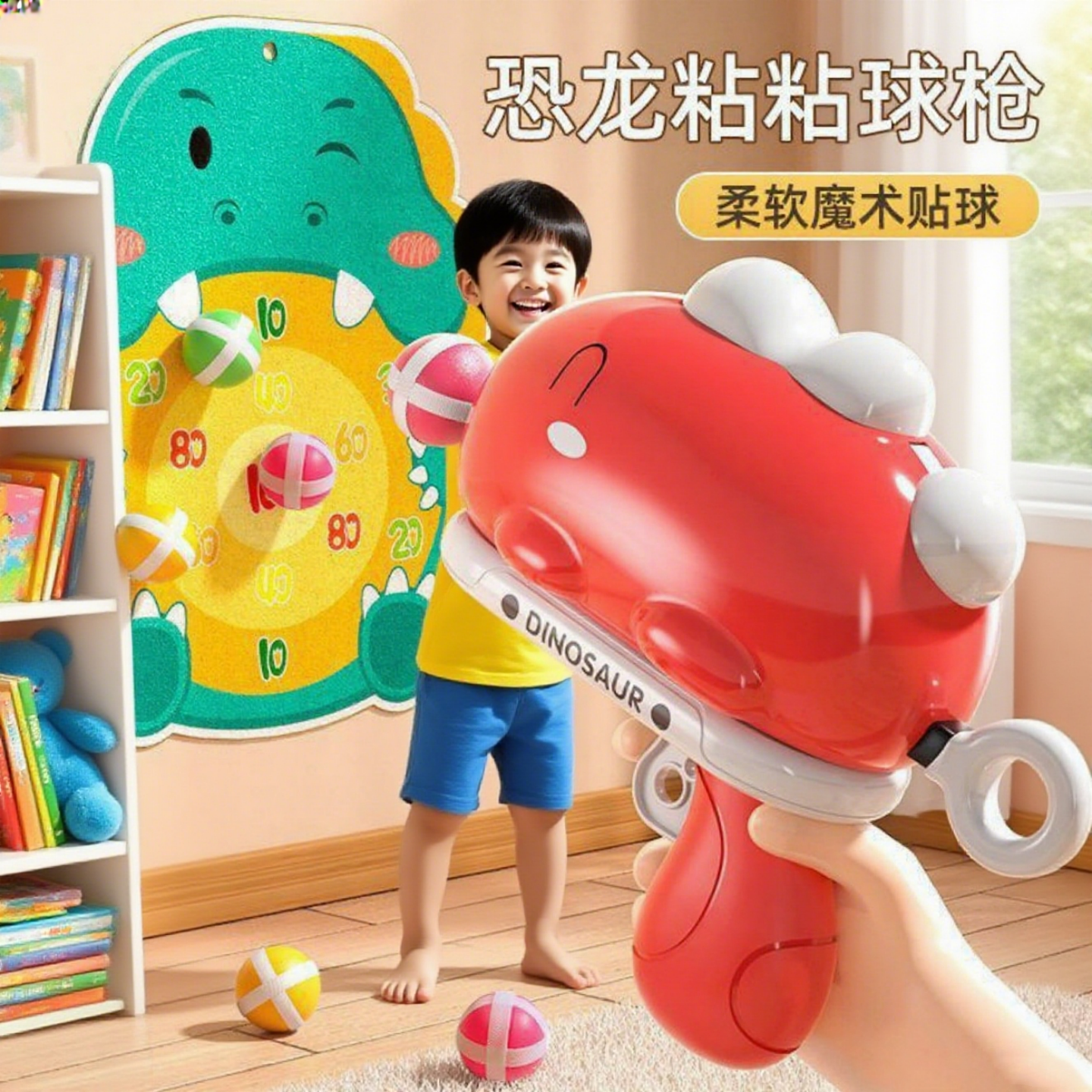 儿童玩具恐龙粘粘球宝宝益智软弹玩具室内球类标靶恐龙枪生日礼物,玩具/童车/益智/积木/模型,球类玩具/球类运动,淘宝优惠券,粉丝福利购,淘宝优惠卷