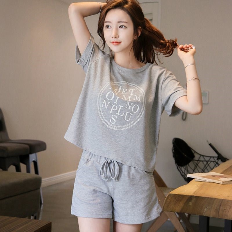 Summer women's pajamas cotton home wear students short sleev