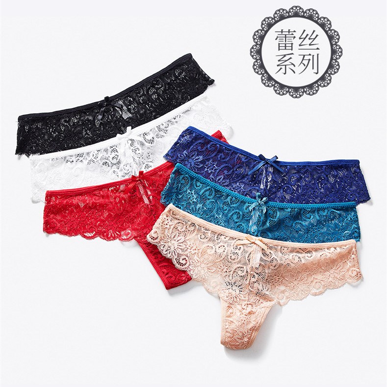 3 Pcs Panties Underwear Woman Lace Thong G-String Sexy Panty