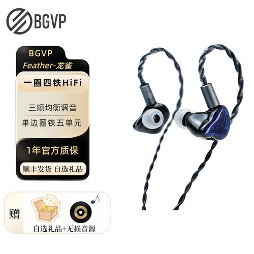 BGVP 龙雀0.78入耳式有线耳机一圈四铁五单元可换线发烧HiFi耳塞