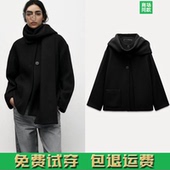 大衣外套 2024 2095141 女装 羊毛混纺配围巾圆领长袖 冬季 新品