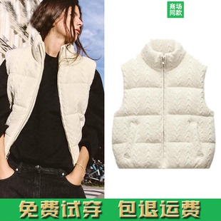 2025春季新款女装 甜美立领无袖针织拼接棉服背心马甲 6318224