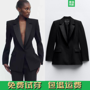 外套 2024 2291595 西装 收腰缎质感拼接双襟修身 新款 女装