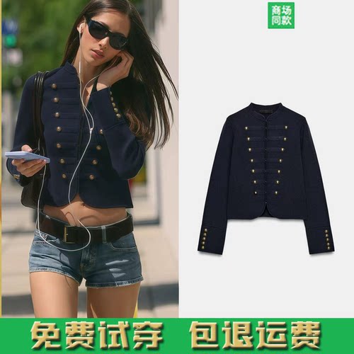 ZA家女装新款复古欧美风拿破仑双襟针织正肩外套 5536064 401