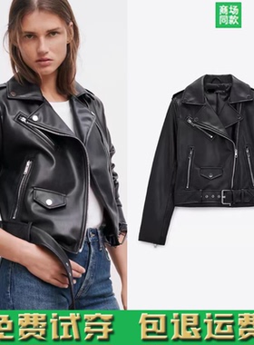 2025秋季新款女装短款仿皮机车款夹克外套皮衣 3046060 800