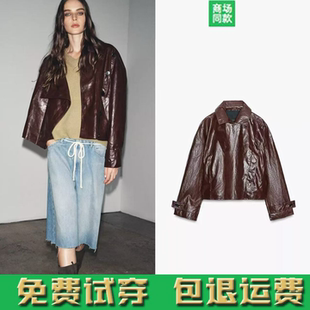 短款 女装 皮衣休闲亮光翻领长袖 外套 716 2025秋季 3548245 新品