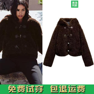 4391854 绳结扣饰皮草效果短大衣外套连帽夹克 2025秋冬新品 女装