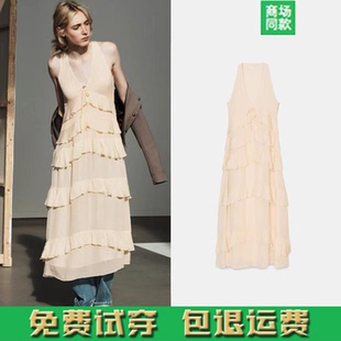 春夏新品女装 长款淑女气质无袖叠层装饰迷笛连衣裙 4772314 733