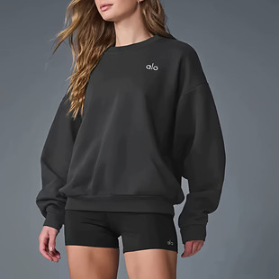 百搭女 宽松情侣卫衣纯色简约款 ALO秋冬季 字母2025毛圈圆领长袖