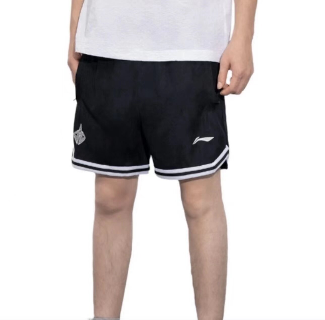 LINING BASKETBALL SERIES ELASTICATED WAIST BREATHABLE BASKETBALL PANTS MENS BLACK AAPT043-1