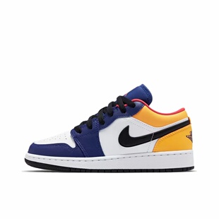 Low 湖人 耐磨防滑 Jordan 复古篮球鞋 低帮 GS蓝黄 Air