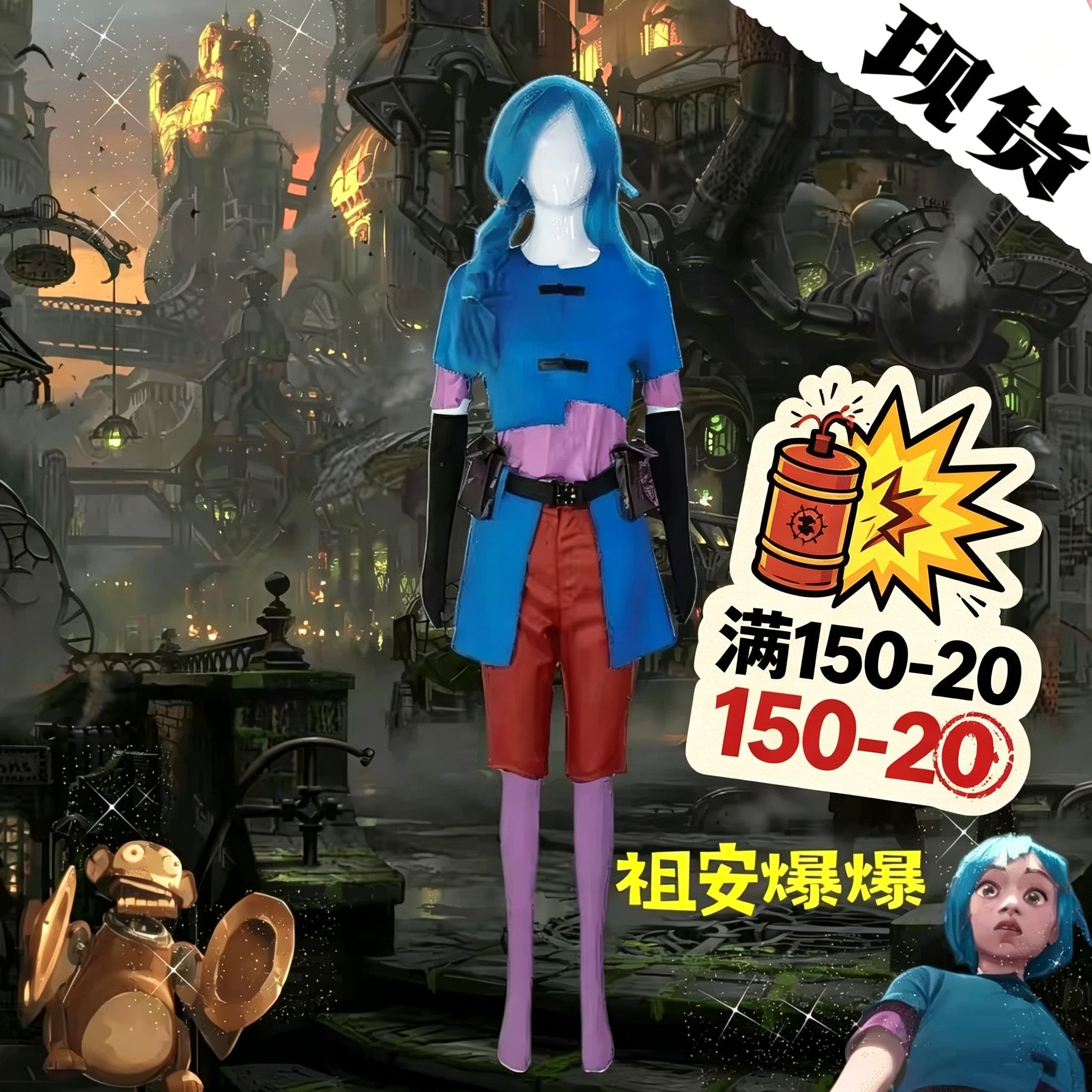 英雄联盟金克斯cos服爆爆cosplay套装LOL双城之战2联名第二季周边
