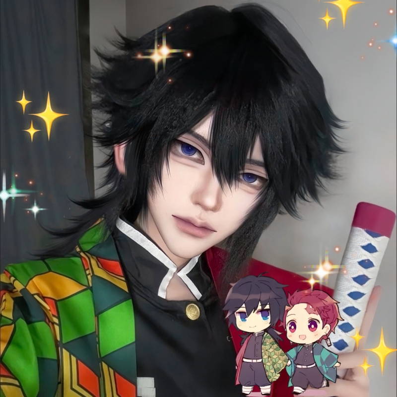 鬼灭之刃cos富冈义勇cosplay套装水柱假发无限城周边男角色小学生