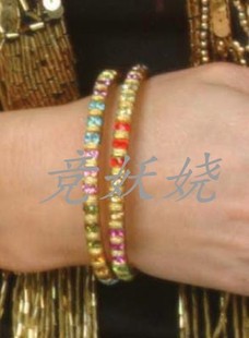 美国代购Western Fashion多色宝石拼接手镯 西方时尚流行首饰