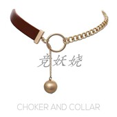 美国代购 Fashion西方狂欢派对饰品圆球吊坠皮革链条项链 Western