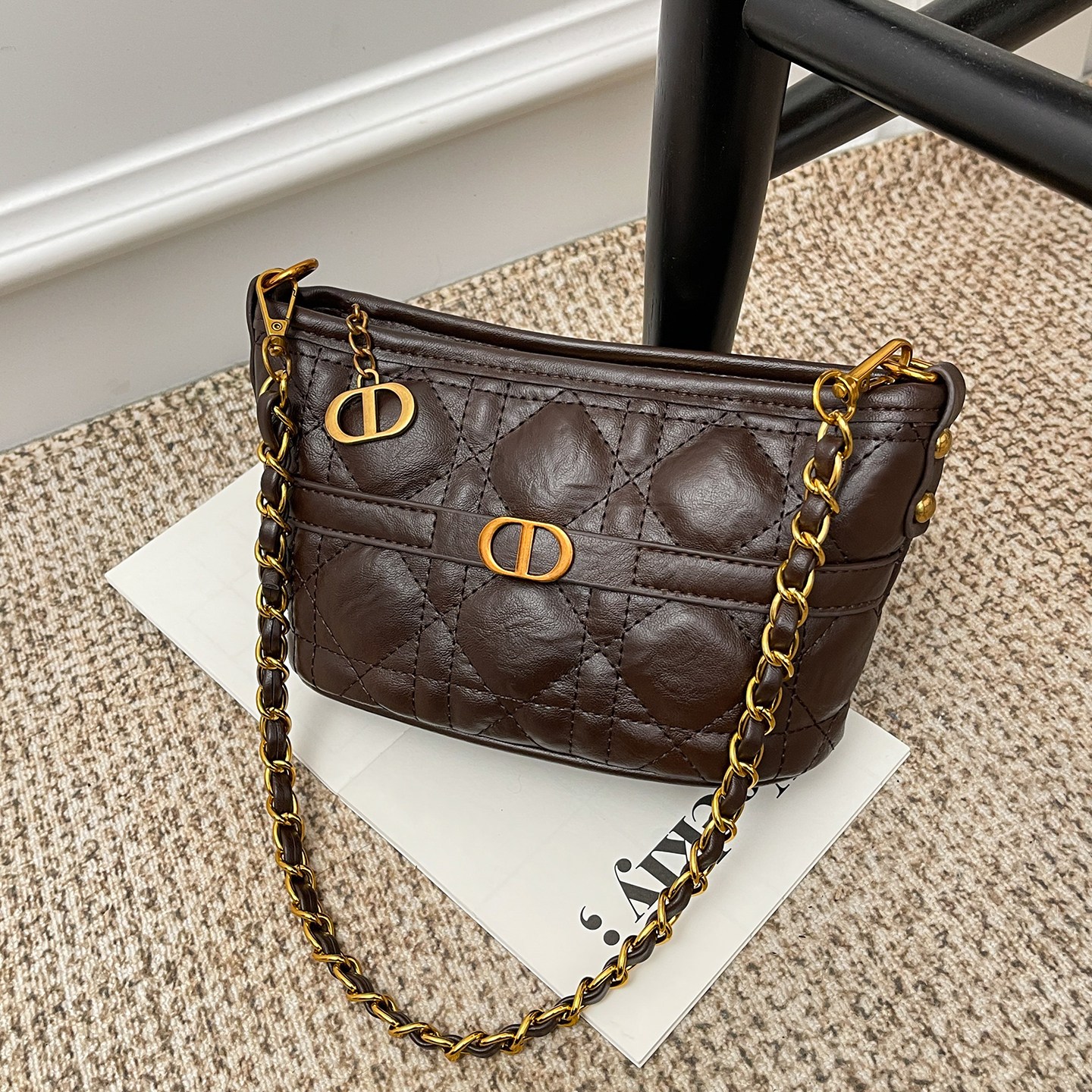 小香风菱格链条包腋下包女2025新款时尚潮流绣线元宝包百搭斜挎包,箱包皮具/热销女包/男包,腋下包,淘宝优惠券,粉丝福利购,淘宝优惠卷