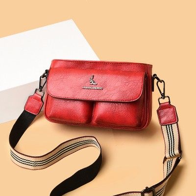 帝豪袋鼠真皮质感包包2025新款百搭时尚女士宽带单肩斜挎包小包包