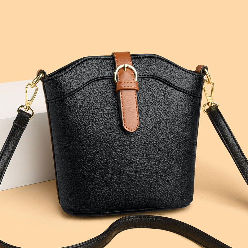 骞诺贝儿真皮质感女包2025新款质感百搭单肩斜挎包通勤黑色中包