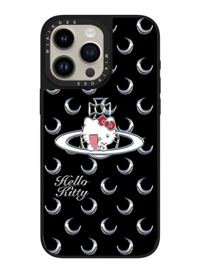 MIAIKOSS/妙吻黑镜联名HelloKitty月亮凯蒂猫适用iPhone15Promax苹果17手机壳16潮牌14防摔套13个性女16磁吸