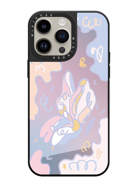 MIAIKOSS彩色云朵线条幻彩蝴蝶适用iPhone16Promax苹果17手机壳潮牌14防摔套13个性12女15可爱卡通磁吸艺术家