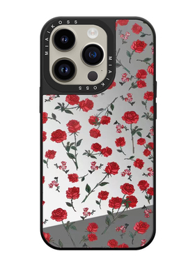 联名满屏红色玫瑰花适用iPhone16Promax苹果17手机壳潮牌14防摔套13个性12女15美丽蝴蝶玫瑰花少女心磁吸精致