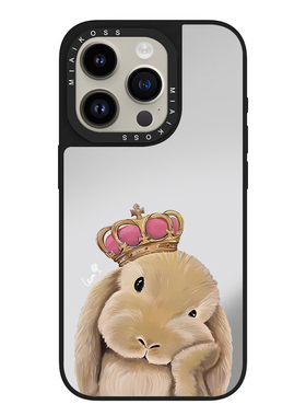 MIAIKOSS/妙吻联名戴皇冠的忧郁兔子国王适用iPhone16Promax苹果17手机壳15潮牌14防摔套13个性12女11磁吸