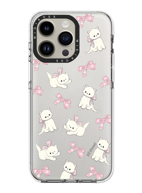 MIAIKOSS/妙吻白框联名鞠婧祎同款蝴蝶结小猫适用iPhone15Promax苹果17手机壳潮牌14防摔套13个性12女16磁吸