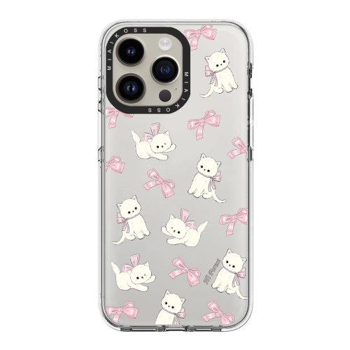 MIAIKOSS/妙吻白框联名鞠婧祎同款蝴蝶结小猫适用iPhone18Promax苹果17手机壳潮14防摔套13个性12女15/16磁吸