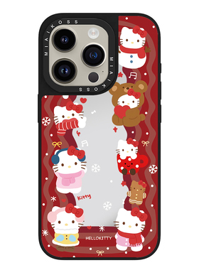 联名HelloKitty新年红色波浪凯蒂猫适用iPhone16Promax苹果17手机壳15潮牌14防摔套13个性12女11创意磁吸卡通