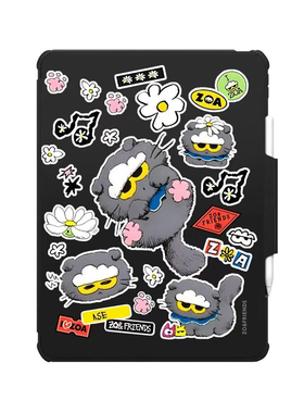 翻盖旋转折叠支架ZO雏菊灰猫猫咪适用苹果iPad Pro11寸平板电脑mini7/6保护套ipad10/11代防摔壳卡通air5/6/7