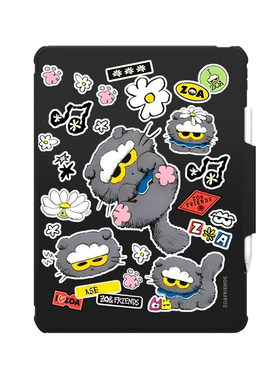 翻盖旋转折叠支架ZO雏菊灰猫猫咪适用苹果iPad Pro11寸平板电脑mini7/6保护套ipad10/11代防摔壳air5/6/7/8